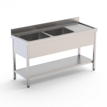 PLONGE 2 BACS GAMME LUXE PROF 700 LONG 1600 +  EGOUTTOIR A DROITE